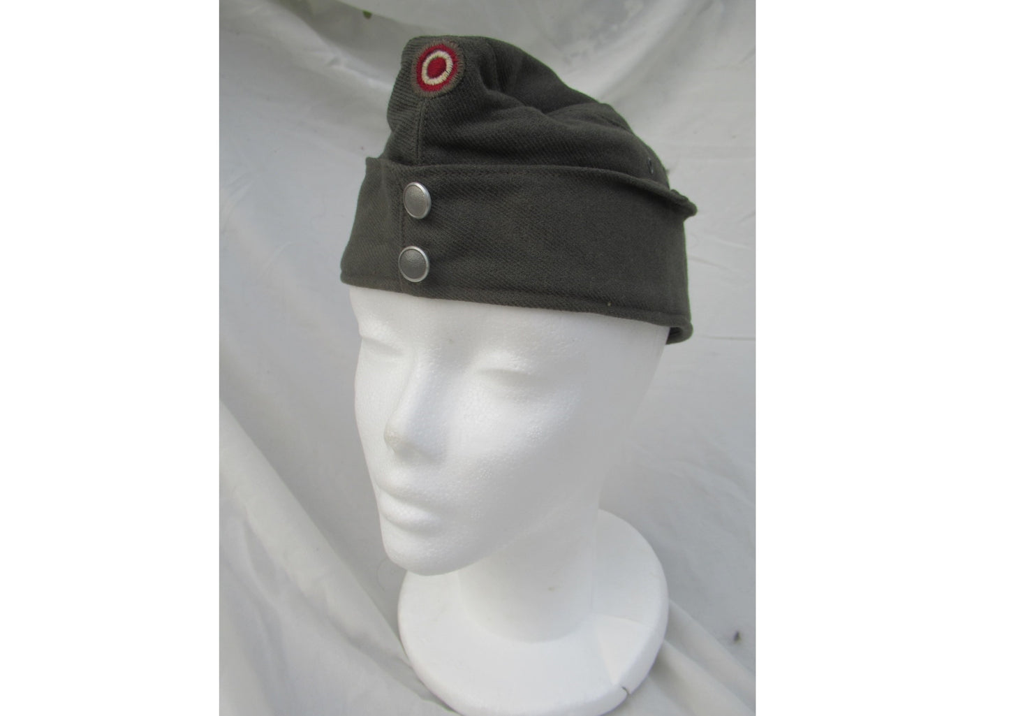 Vintage Austrian army grey wool side cap hat garrison forage military