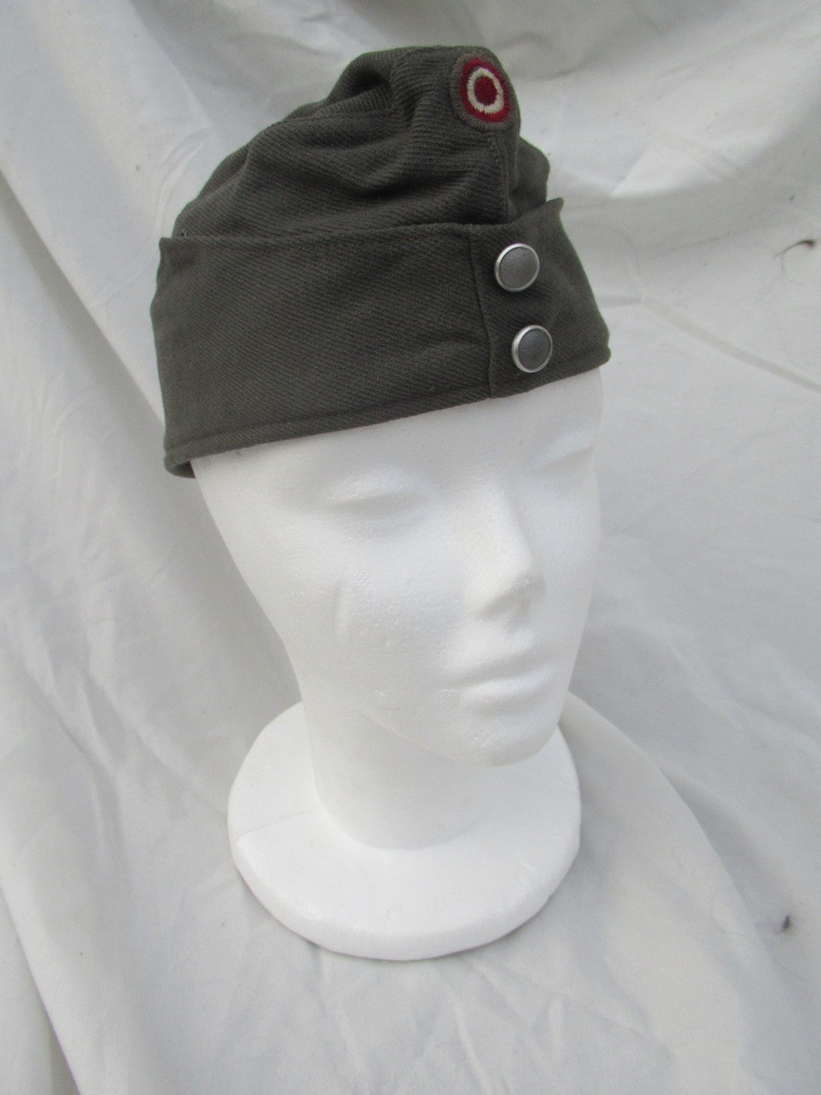 Vintage Austrian army grey wool side cap hat garrison forage military