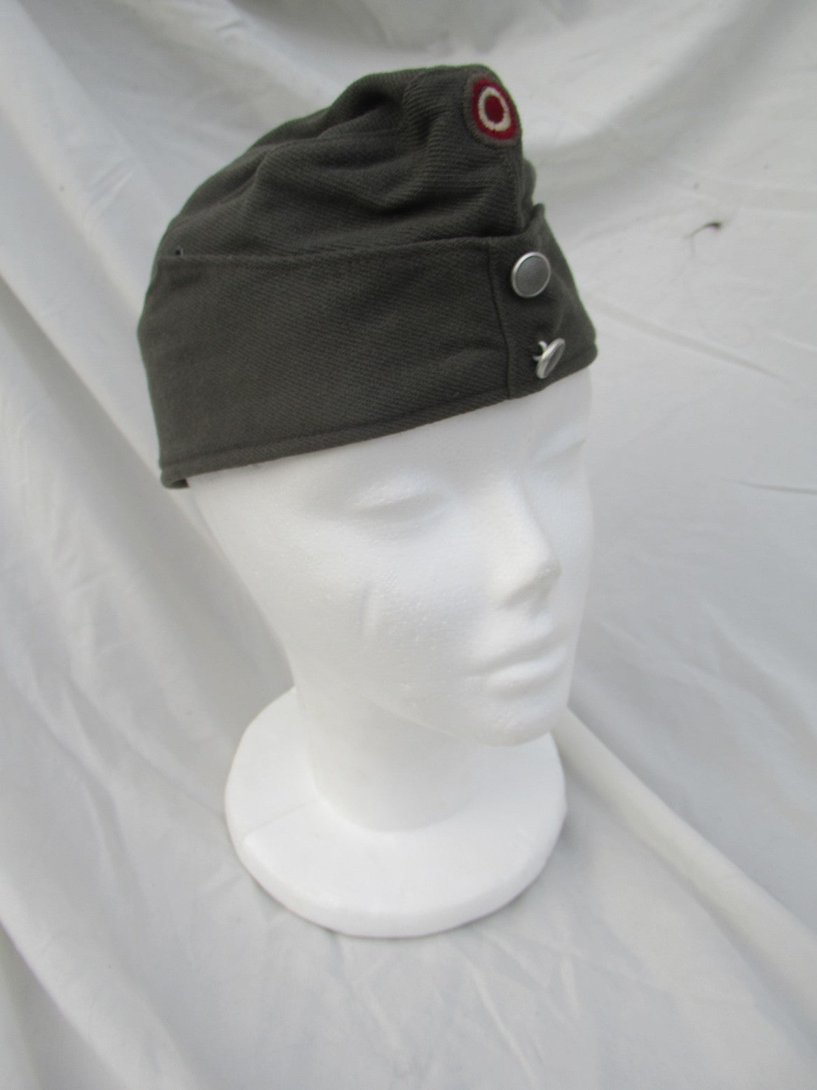 Vintage Austrian army grey wool side cap hat garrison forage military