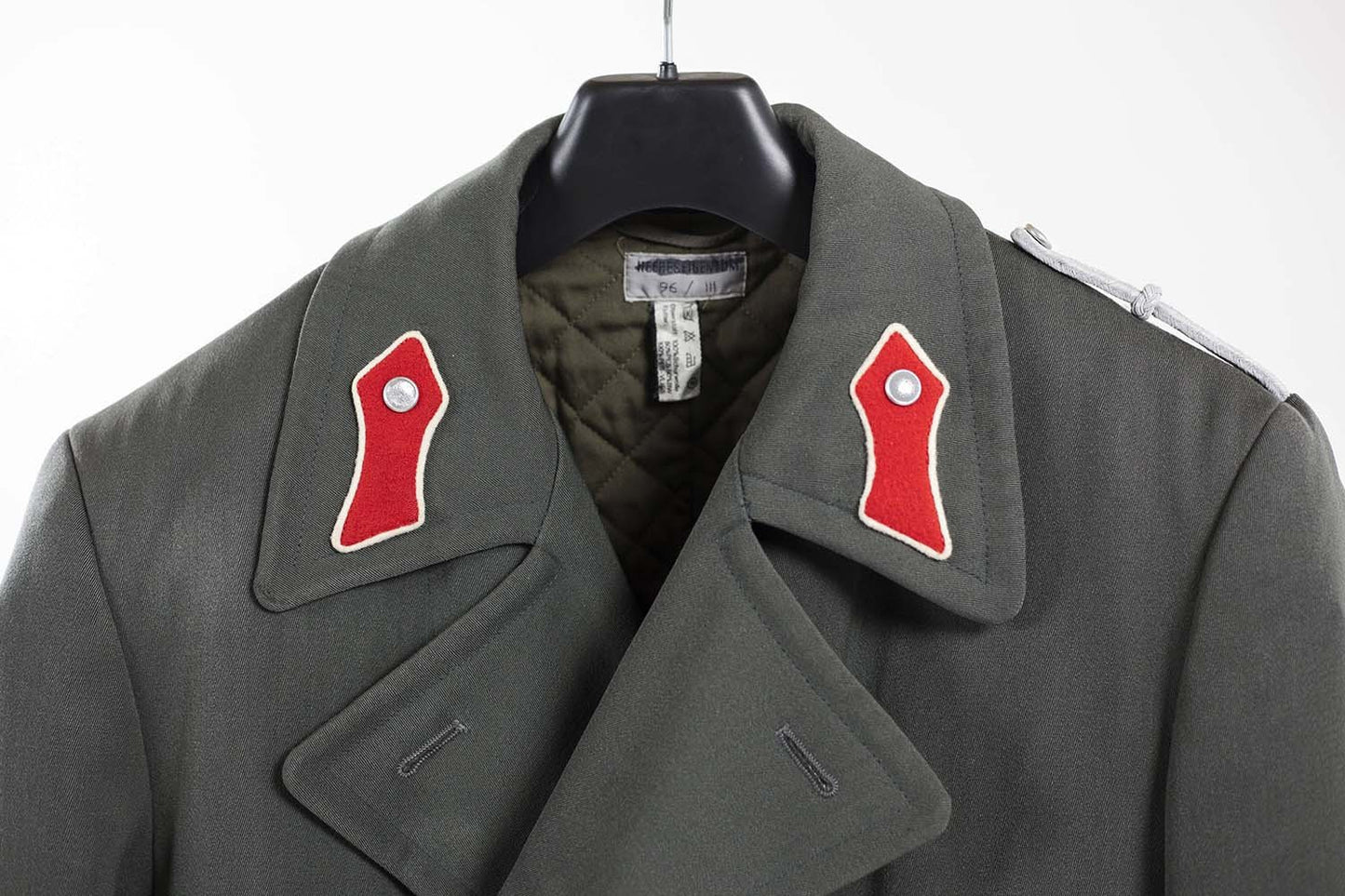 Damaged vintage Double breasted Austrian Army Gaberdine Wool Army Trenchcoat Greatcoat trench military overcoat coat reds