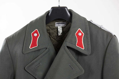 Damaged vintage Double breasted Austrian Army Gaberdine Wool Army Trenchcoat Greatcoat trench military overcoat coat reds