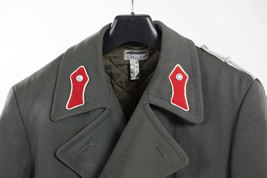 Damaged vintage Double breasted Austrian Army Gaberdine Wool Army Trenchcoat Greatcoat trench military overcoat coat reds