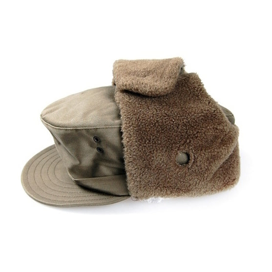 New Vintage Austrian army lined winter hat cap military cold weather 1980s army green olive khaki unissued