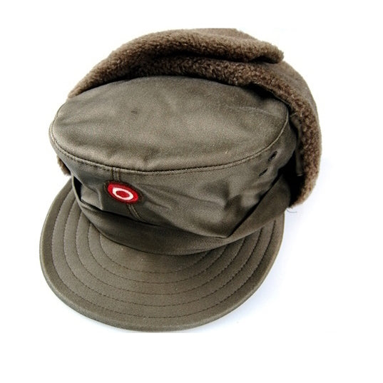 New Vintage Austrian army lined winter hat cap military cold weather 1980s army green olive khaki unissued