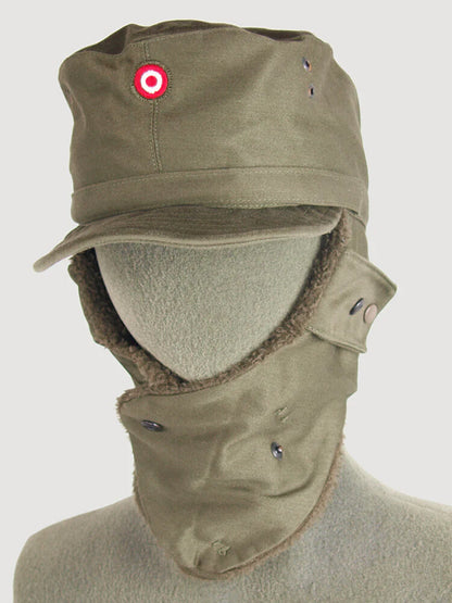 New Vintage Austrian army lined winter hat cap military cold weather 1980s army green olive khaki unissued