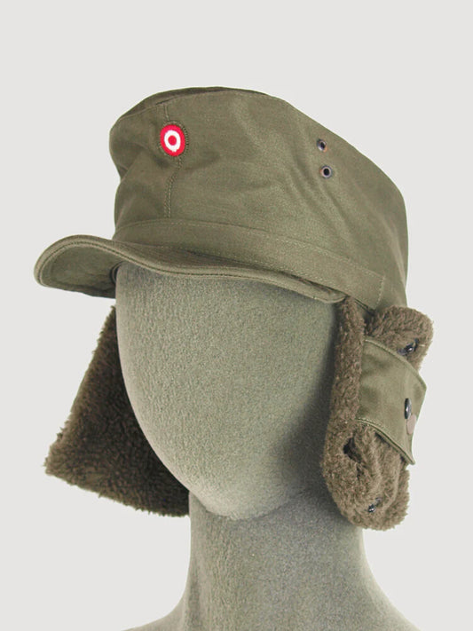 New Vintage Austrian army lined winter hat cap military cold weather 1980s army green olive khaki unissued
