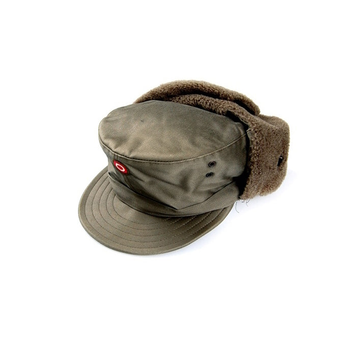 New Vintage Austrian army lined winter hat cap military cold weather 1980s army green olive khaki unissued