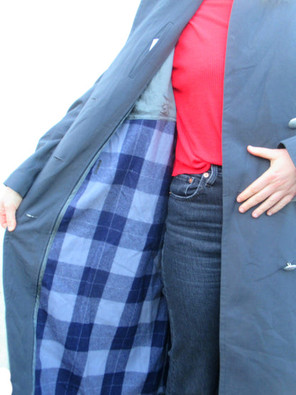 vintage 90s Womens German army grey Gaberdine Trench coat greatcoat military