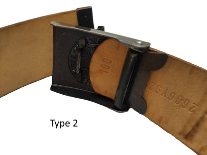 Type 2 Vintage German army black leather belt Bundeswehr military insignia buckle