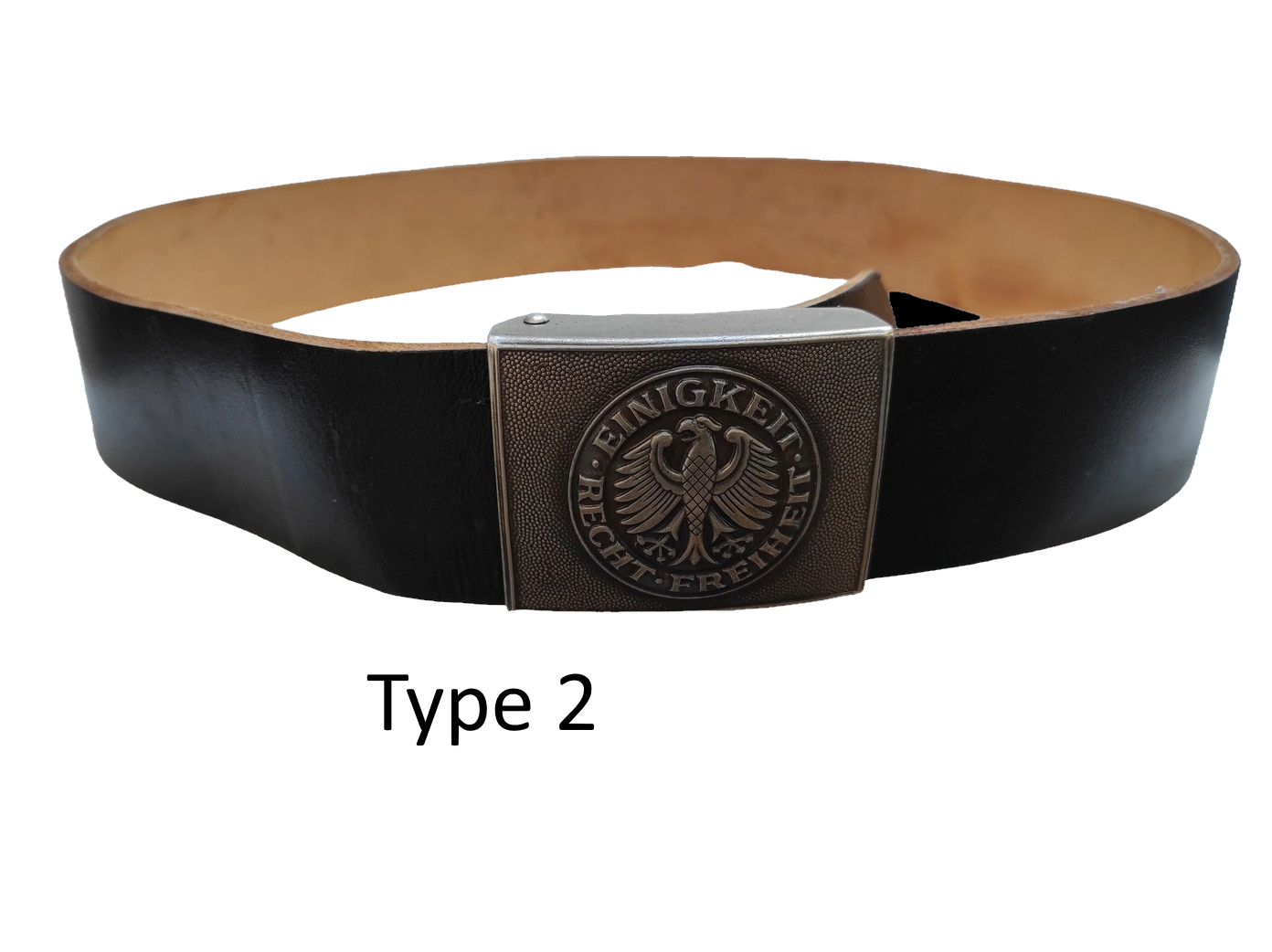 Type 2 Vintage German army black leather belt Bundeswehr military insignia buckle