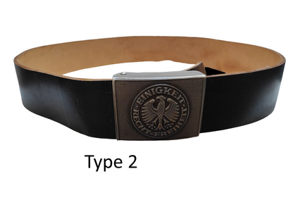 Type 2 Vintage German army black leather belt Bundeswehr military insignia buckle