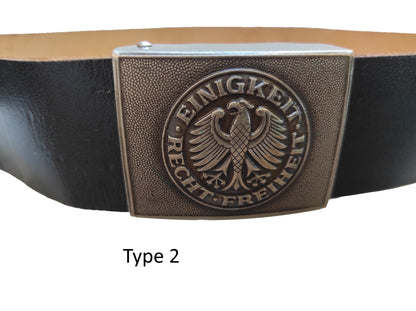 Type 2 Vintage German army black leather belt Bundeswehr military insignia buckle