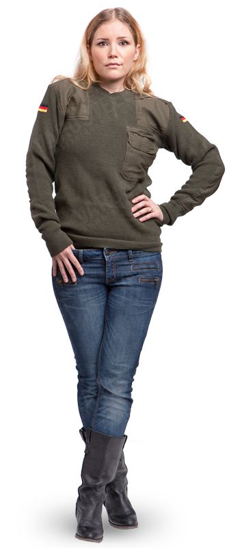 New Unissued German army olive oversized wool jumper pullover sweatshirt military stretchy Bundeswehr sweater pulli women's