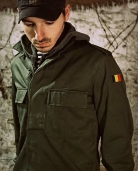 New Vintage Unissued Belgian army fieldshirt shirt jacket olive khaki military mens 1990s