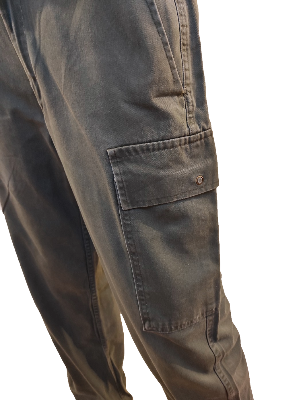 Vintage 1980s Women's Belgian army khaki trousers pants military olive cargo combat one pocket elasticated hem