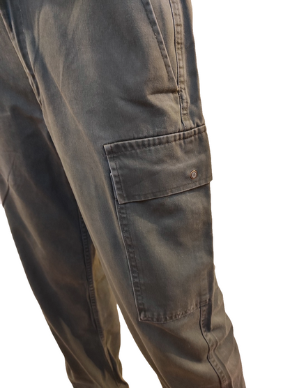 Vintage 1980s Women's Belgian army khaki trousers pants military olive cargo combat one pocket elasticated hem