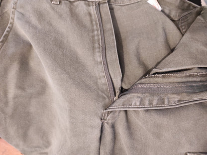Vintage 1980s Women's Belgian army khaki trousers pants military olive cargo combat one pocket elasticated hem