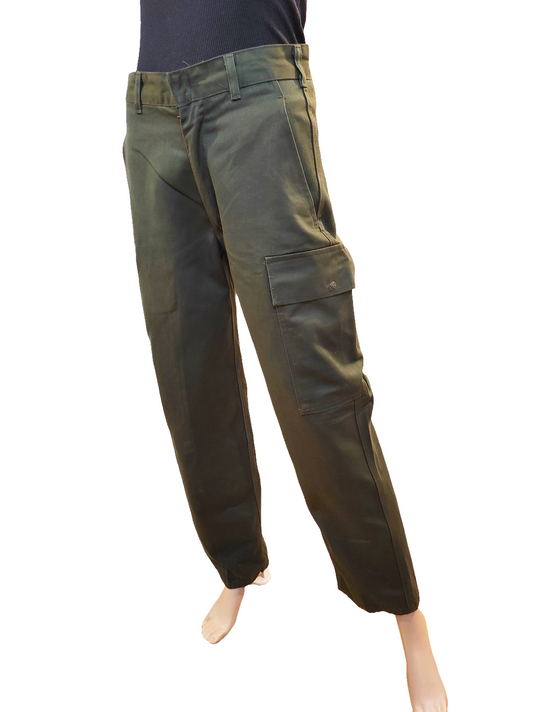 Near New Vintage 1980s Women's Belgian army khaki trousers pants military olive cargo combat one pocket