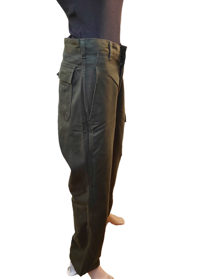 Near New Vintage 1980s Women's Belgian army khaki trousers pants military olive cargo combat one pocket