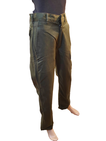 Near New Vintage 1980s Women's Belgian army khaki trousers pants military olive cargo combat one pocket
