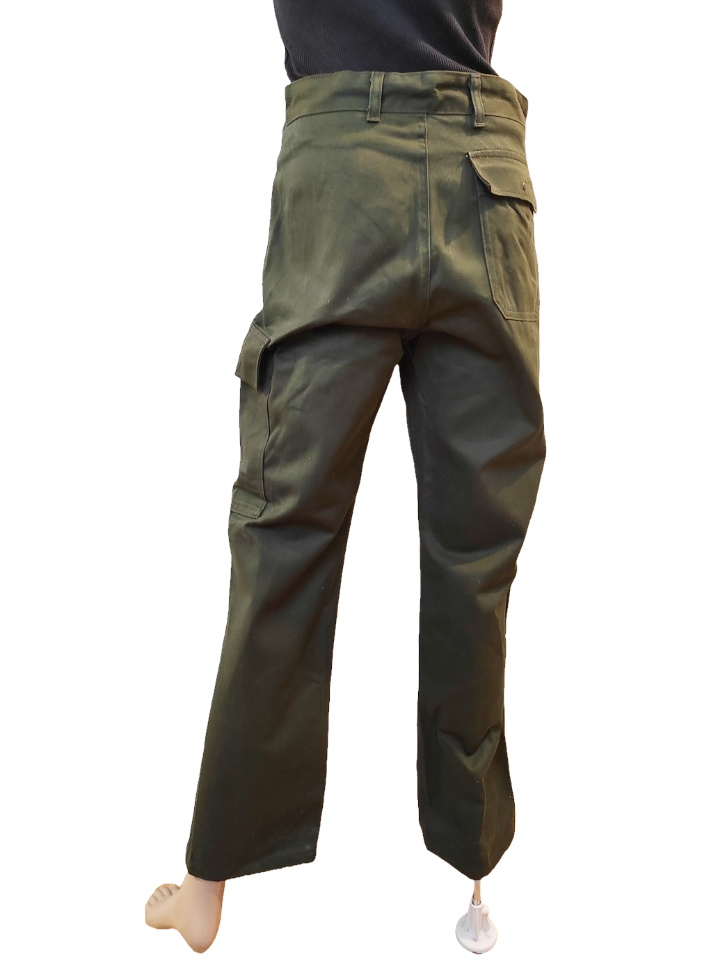 Near New Vintage 1980s Women's Belgian army khaki trousers pants military olive cargo combat one pocket