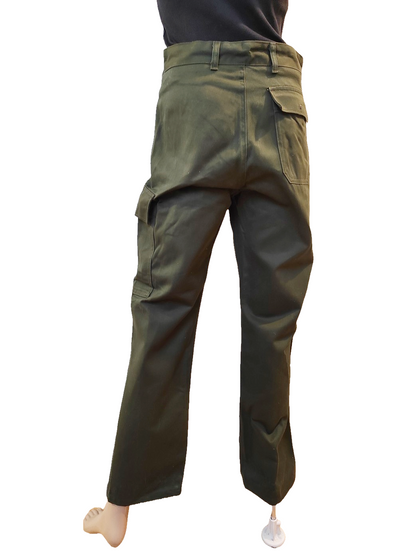 Near New Vintage 1980s Women's Belgian army khaki trousers pants military olive cargo combat one pocket