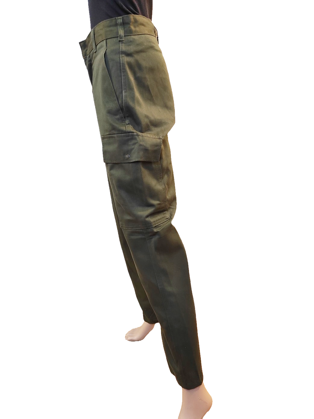 Near New Vintage 1980s Women's Belgian army khaki trousers pants military olive cargo combat one pocket