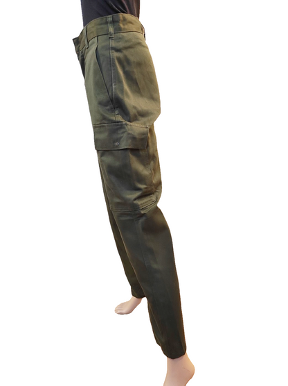 Near New Vintage 1980s Women's Belgian army khaki trousers pants military olive cargo combat one pocket