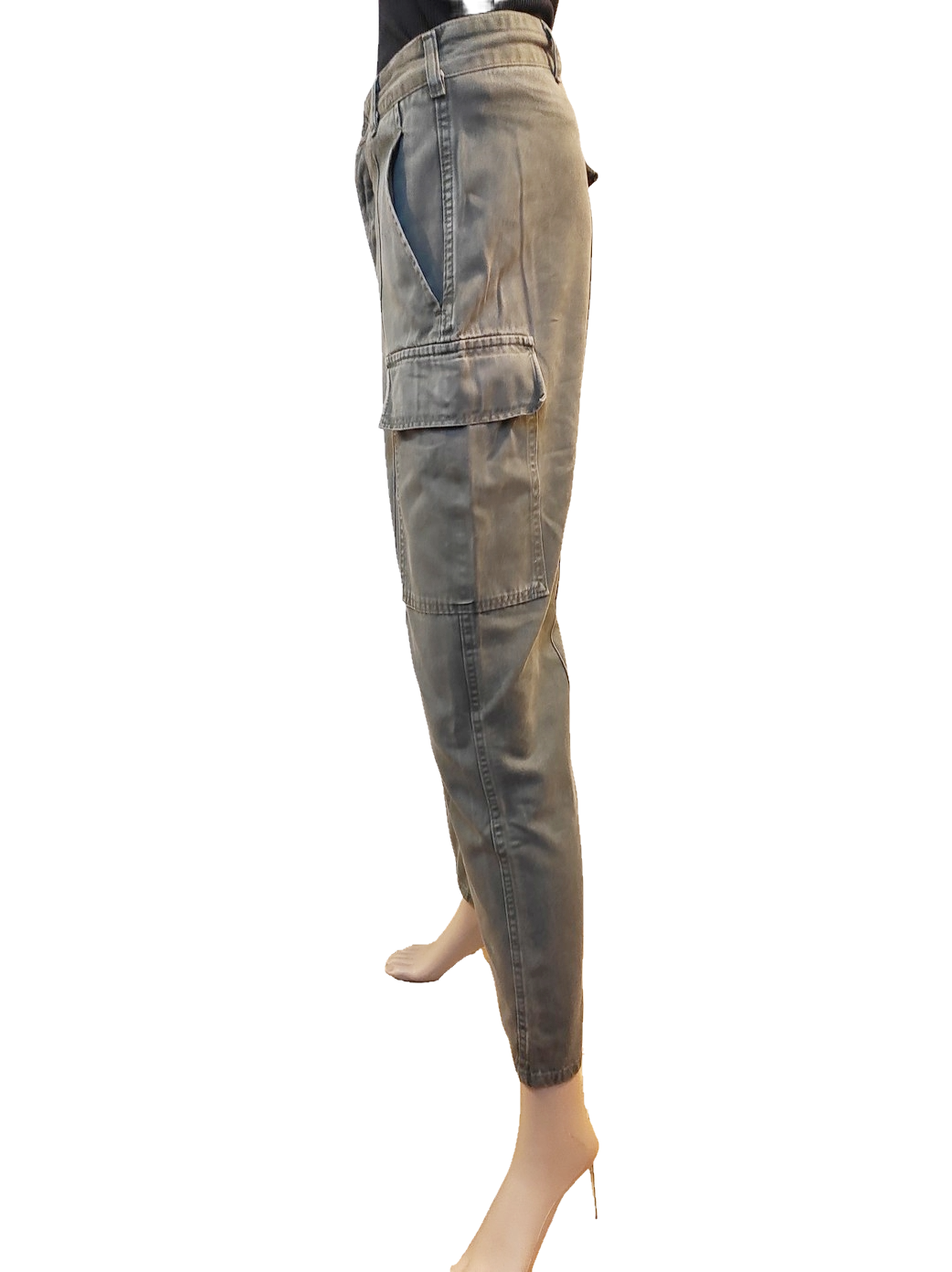 Vintage 1980s Women's Belgian army ribbed khaki trousers pants military olive cargo combat one pocket