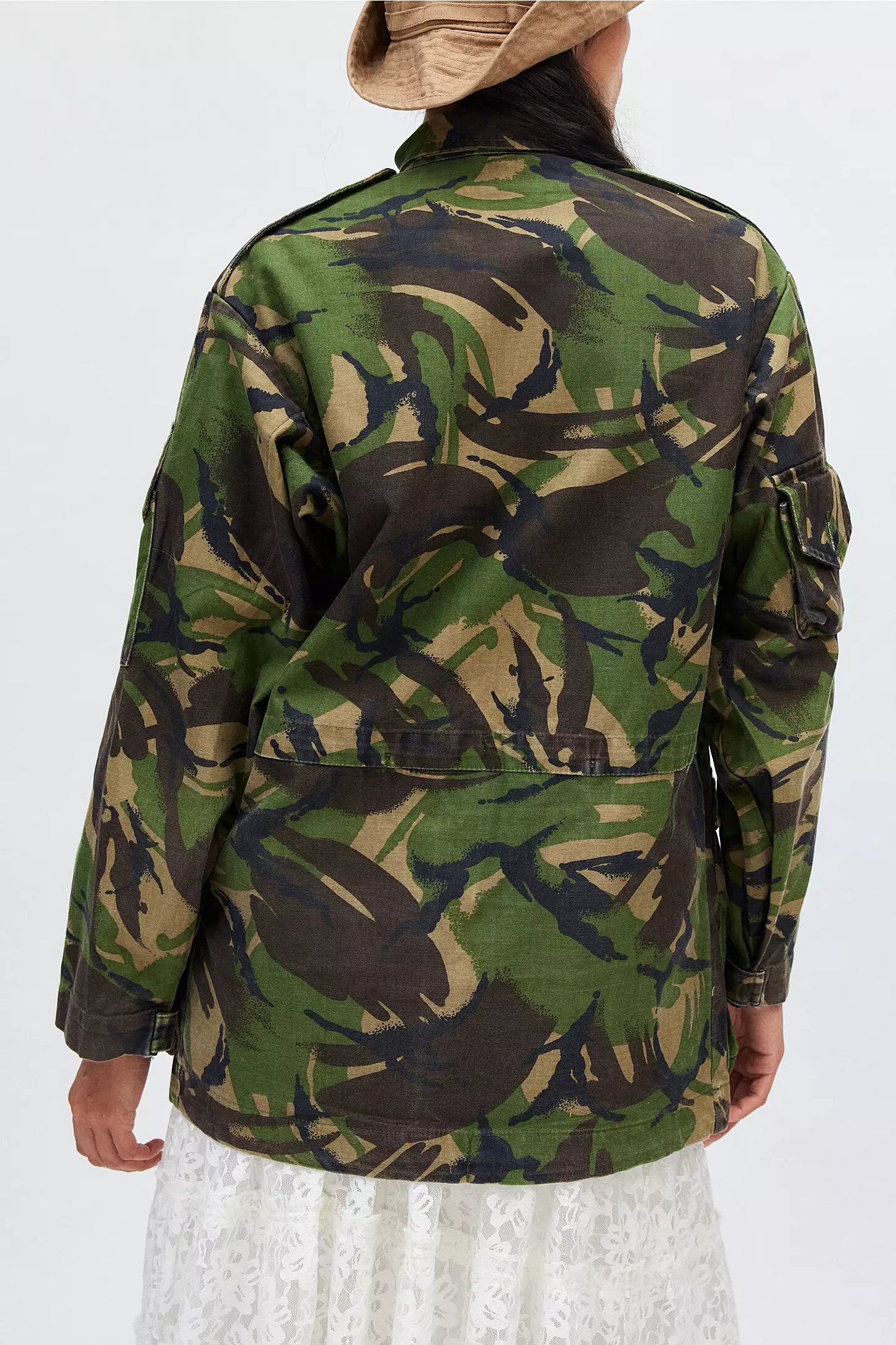 Vintage British army camo jacket parka coat Military camo camouflage dpm woodland 1980s ladies bellow pockets 84 pattern