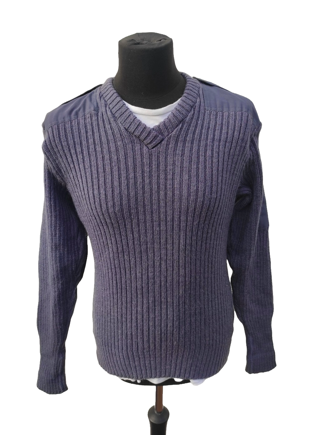 vintage British air force blue-grey wool V-neck jumper pullover sweatshirt RAF army military stretchy sweater pulli jersey