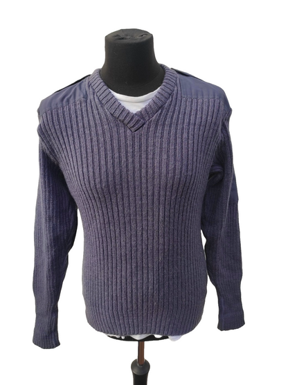 vintage British air force blue-grey wool V-neck jumper pullover sweatshirt RAF army military stretchy sweater pulli jersey