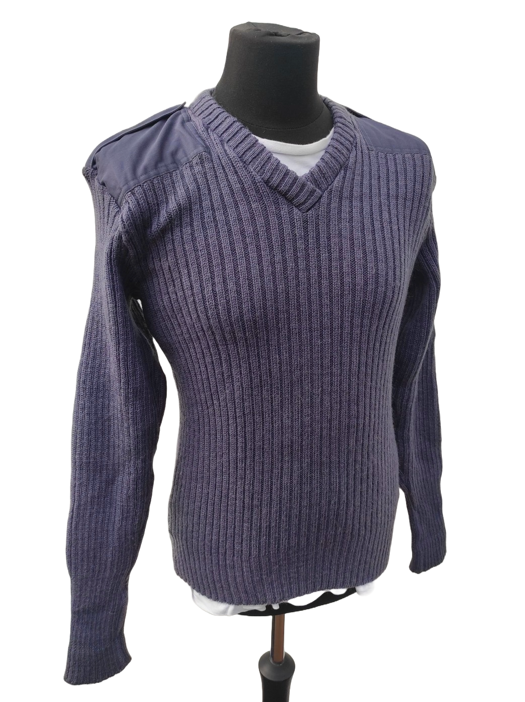 vintage British air force blue-grey wool V-neck jumper pullover sweatshirt RAF army military stretchy sweater pulli jersey