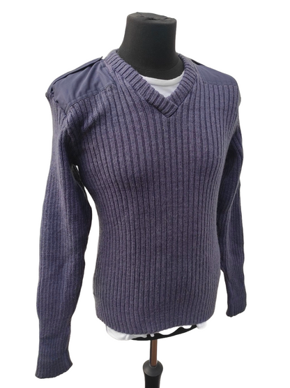 vintage British air force blue-grey wool V-neck jumper pullover sweatshirt RAF army military stretchy sweater pulli jersey
