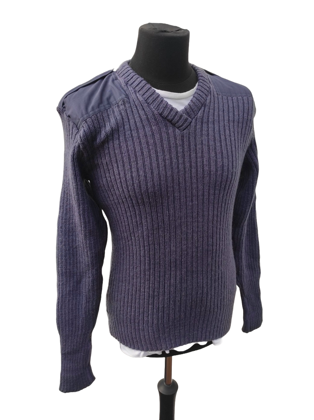 vintage British air force blue-grey wool V-neck jumper pullover sweatshirt RAF army military stretchy sweater pulli jersey