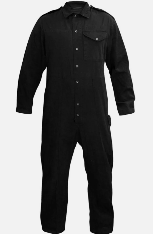 Vintage British Army black Overalls coveralls military jumpsuit flight suit boilersuit tanker