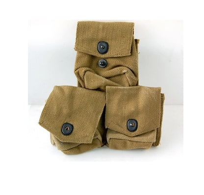 Authentic Unissued British Army canvas triple belt pouch sand haversack millitary ammunition