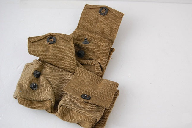 Authentic Unissued British Army canvas triple belt pouch sand haversack millitary ammunition