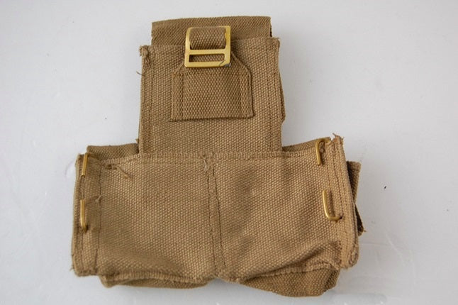 Authentic Unissued British Army canvas triple belt pouch sand haversack millitary ammunition