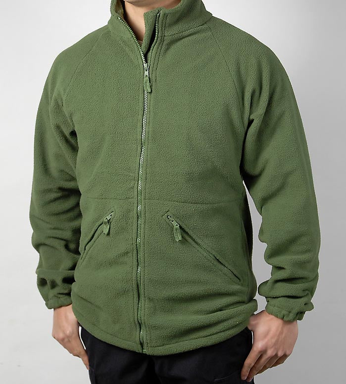 Vintage British Army soldier 95 Green fleece jacket sweater coat jumper thermal cold weather olive high collar