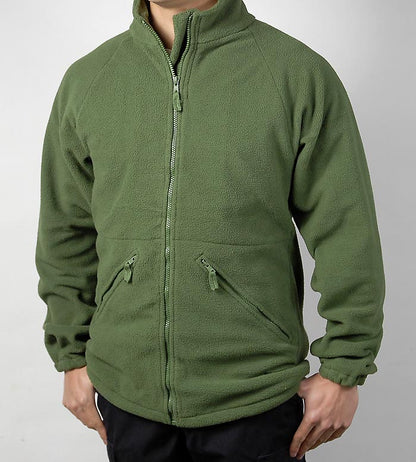 Vintage British Army soldier 95 Green fleece jacket sweater coat jumper thermal cold weather olive high collar