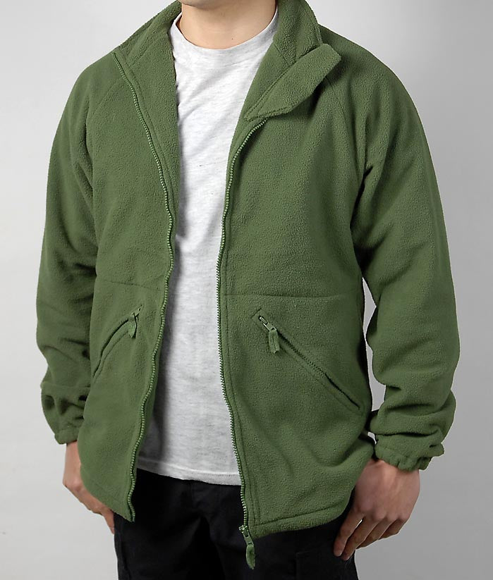 Vintage British Army soldier 95 Green fleece jacket sweater coat jumper thermal cold weather olive high collar