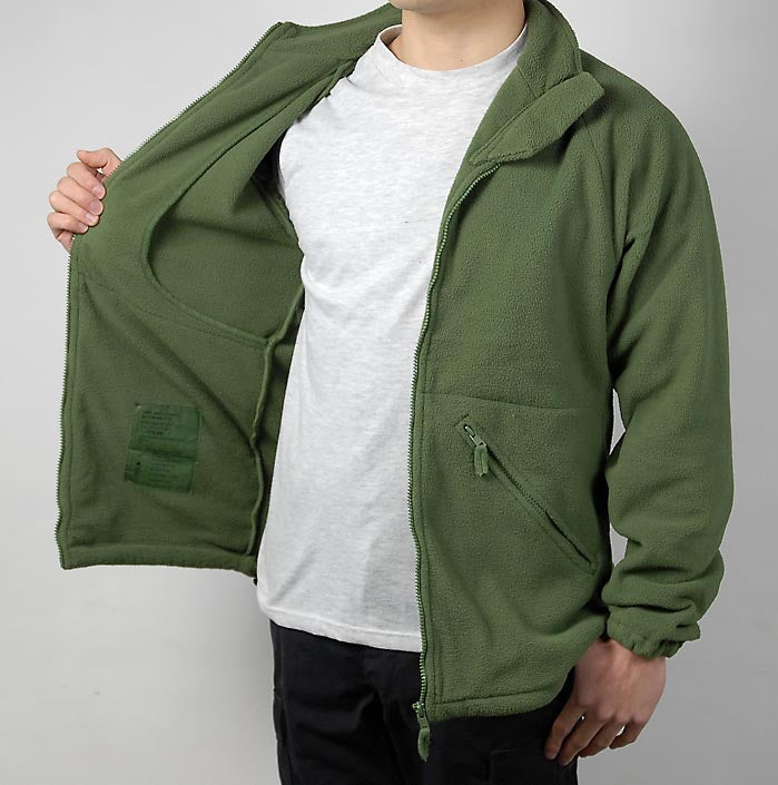 Vintage British Army soldier 95 Green fleece jacket sweater coat jumper thermal cold weather olive high collar