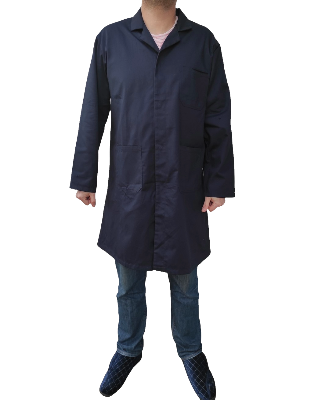 Authentic British Army navy long work coat duster jacket chore worker workwear