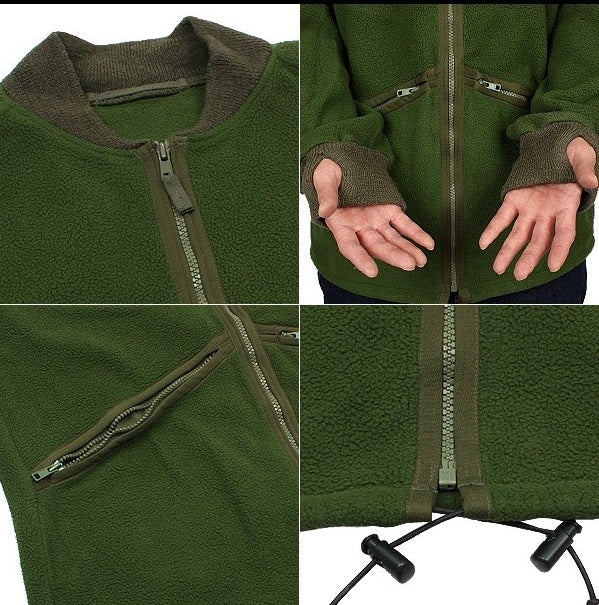 Vintage British Army soldier 95 Green fleece jacket sweater coat jumper thermal cold weather olive