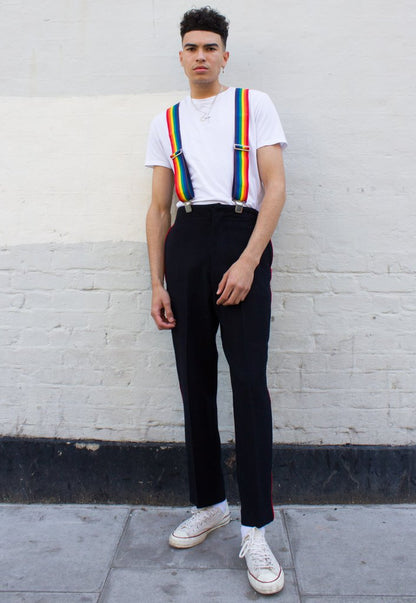 Vintage British army ceremonial dress trousers pants black red stripsmess parade uniform wool No 1