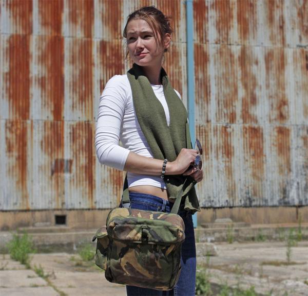 Authentic British army waterproof camouflage respirator bag satchel carry case camo military shoulder camera tablet