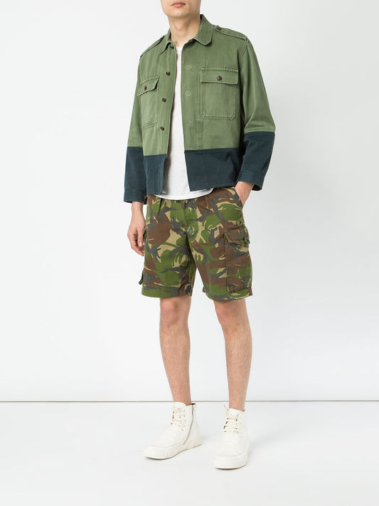 Vintage British army woodland camo military shorts bermudas combat cargo camouflage dpm