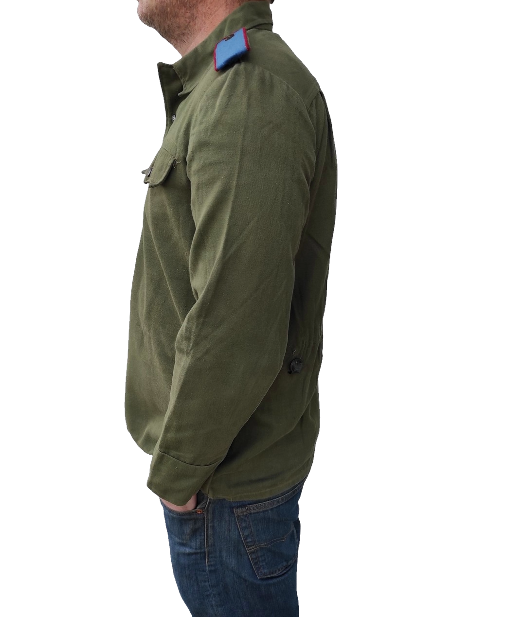 Vintage 1970s soviet era Bulgarian hunting shirt field army military cossack coat fieldshirt shirt communist blue shoulder boards