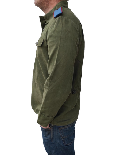 Vintage 1970s soviet era Bulgarian hunting shirt field army military cossack coat fieldshirt shirt communist blue shoulder boards